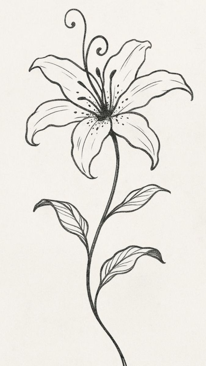 Elegant Lily Blossom with Curved Stem
