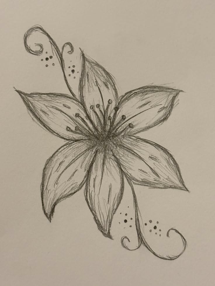 Elegant Lily Blossom with Decorative Swirls