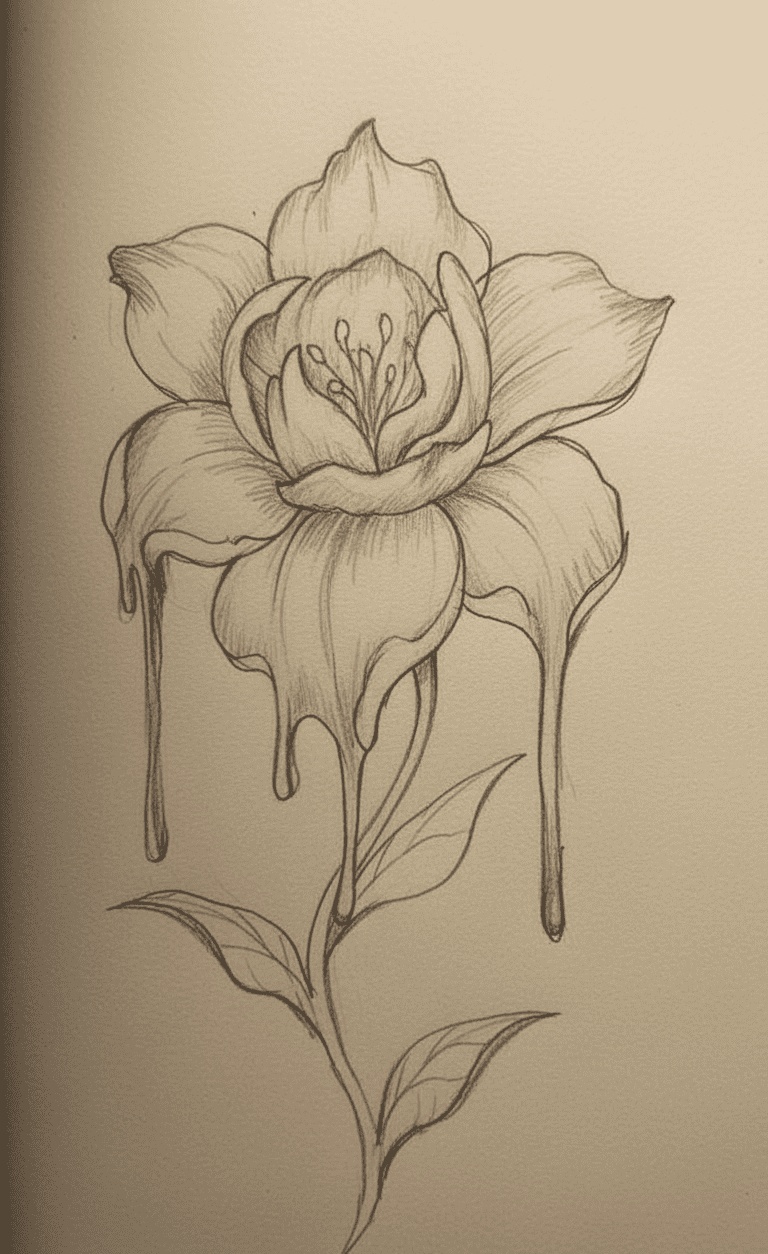 Elegant Lily with Dripping Petals