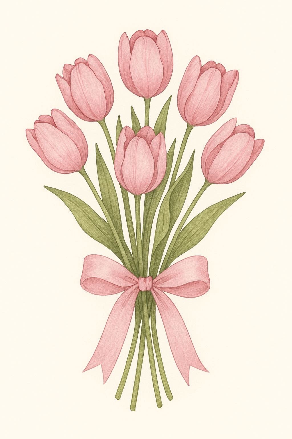 Elegant Pink Tulip Bouquet with Ribbon