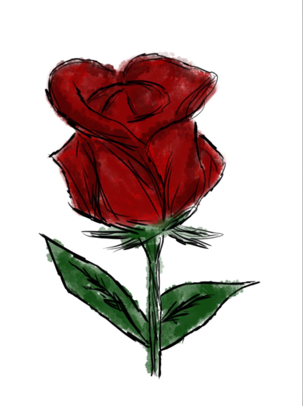Elegant Red Rose with Green Leaves