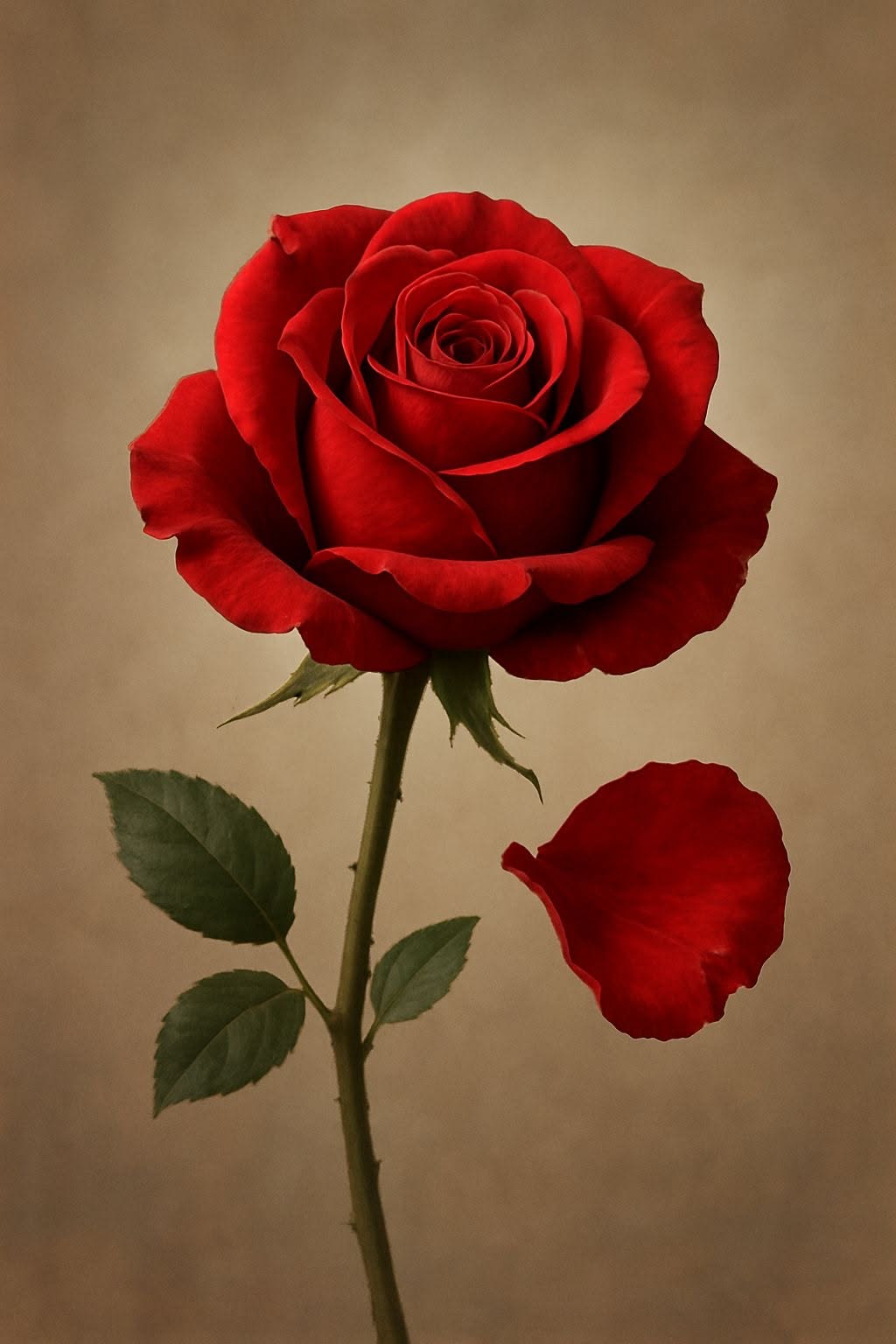 Elegant Red Rose with Petal