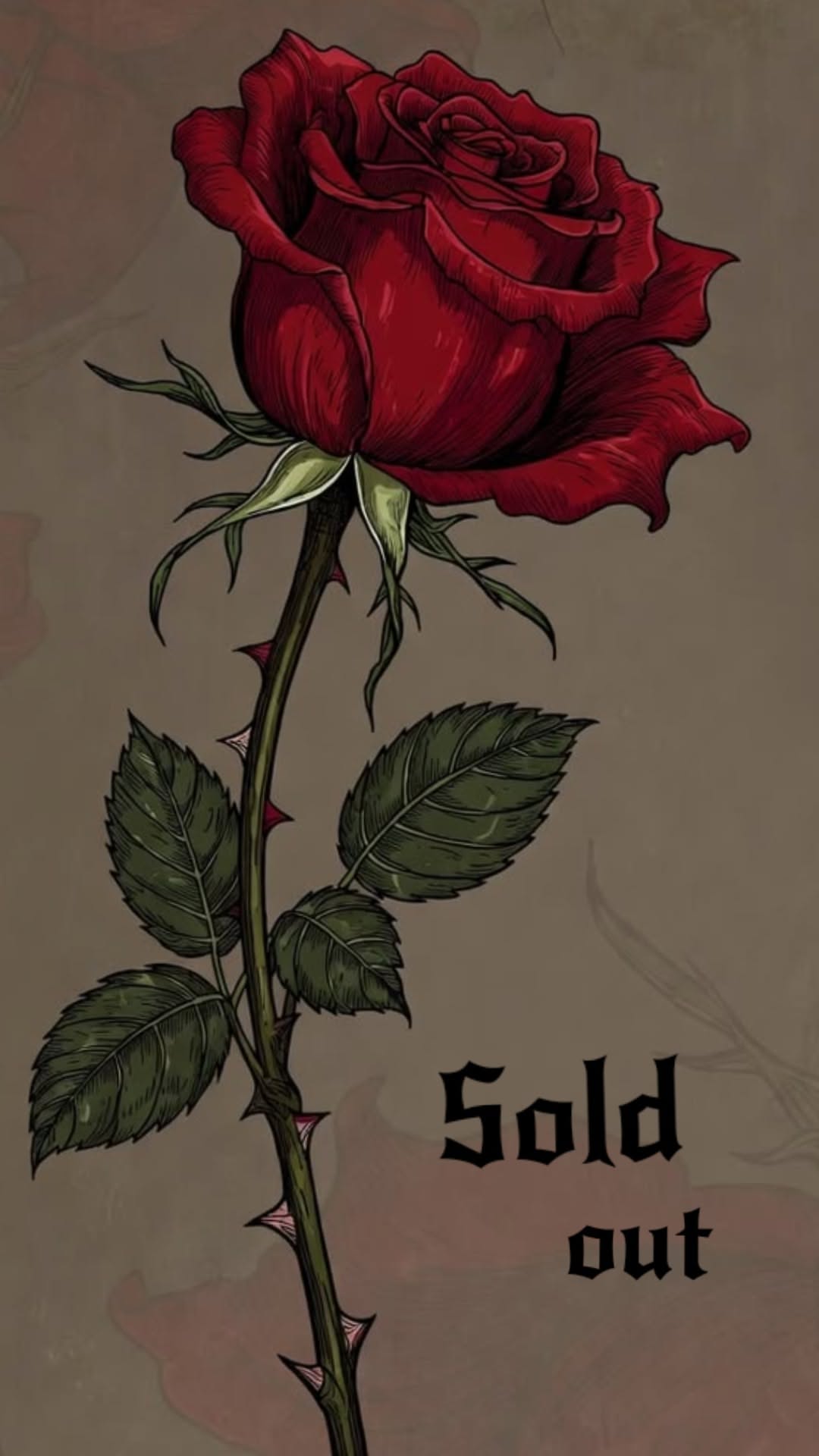 Elegant Red Rose with Thorny Stem