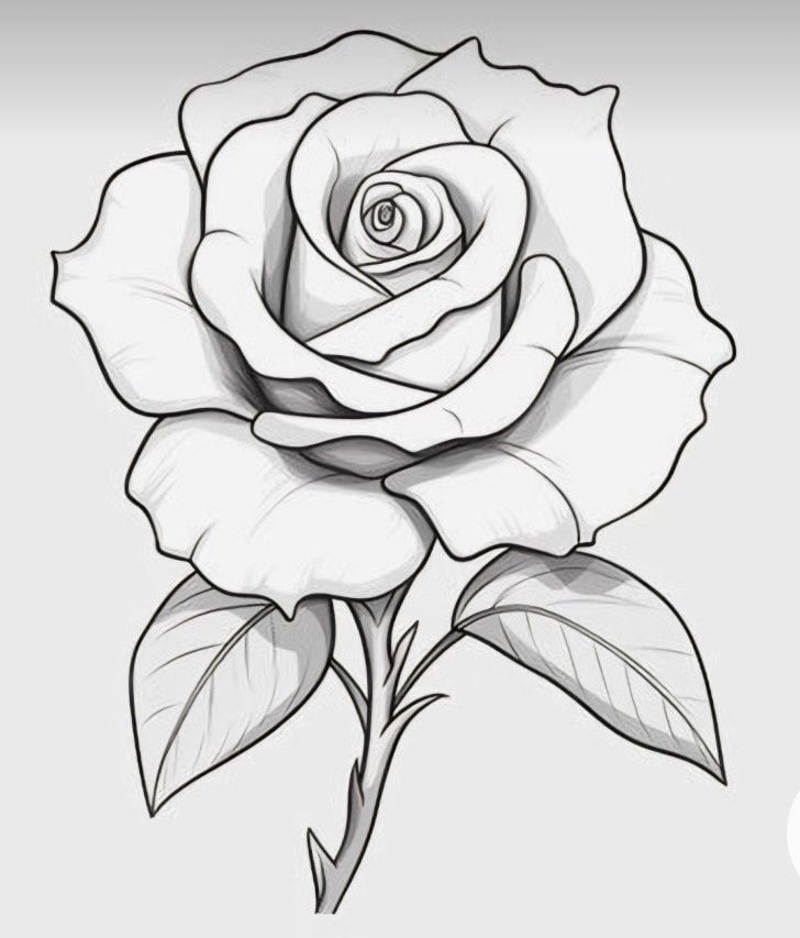 Elegant Rose Sketch with Detailed Petals