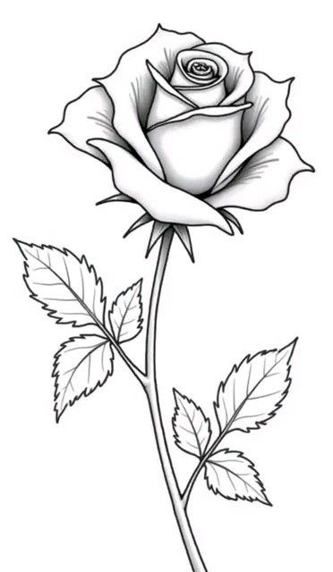 Elegant Rose with Detailed Leaves