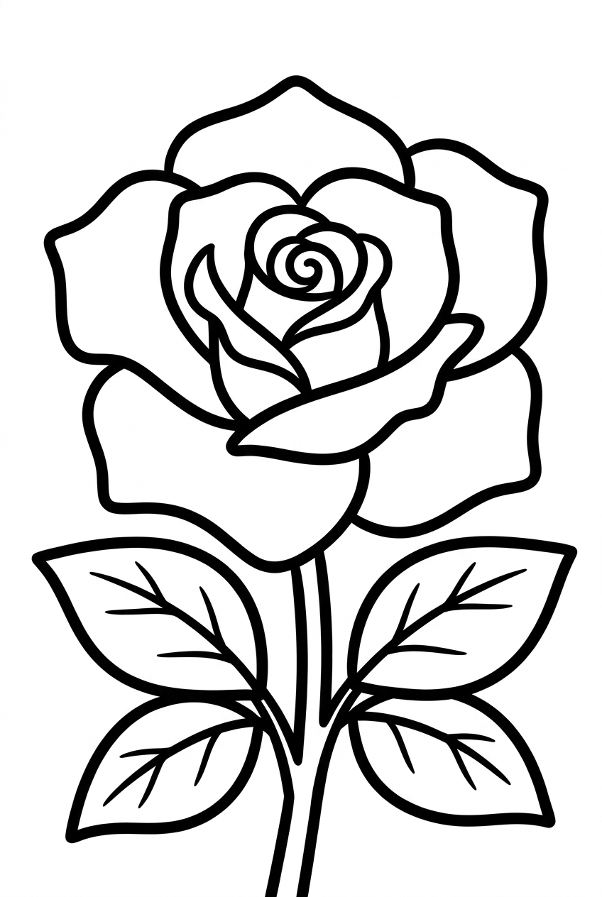 Elegant Rose with Detailed Leaves