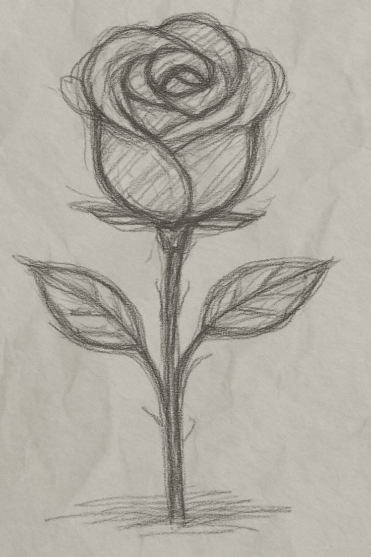 Elegant Single Rose with Leaves