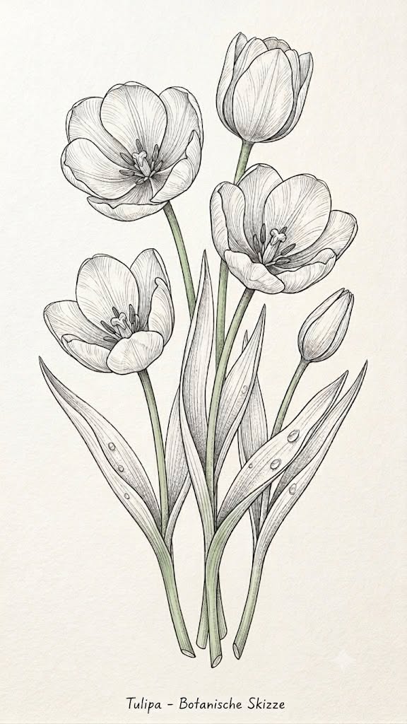 Elegant Tulip Bouquet with Delicate Leaves