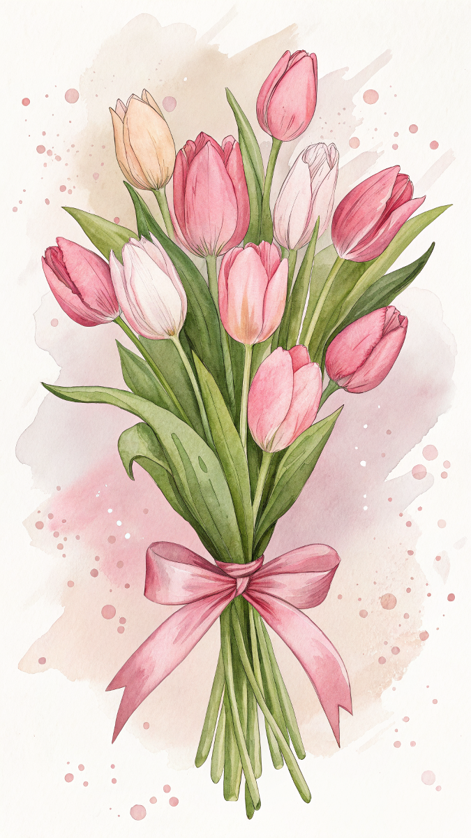 Elegant Tulip Bouquet with Ribbon