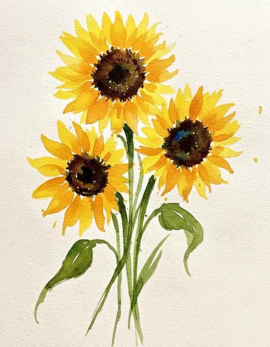 Vibrant Sunflower Trio in Full Bloom
