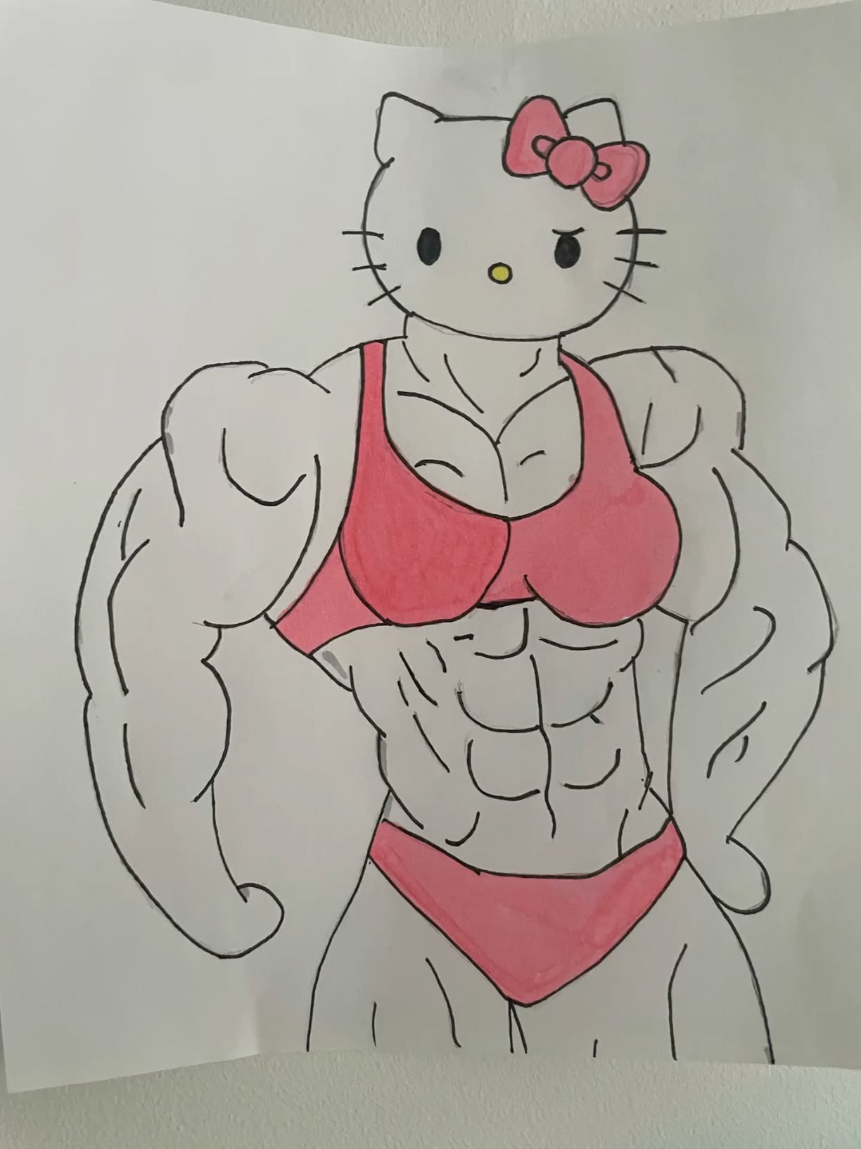 Buff Kitty with Muscles and Bow