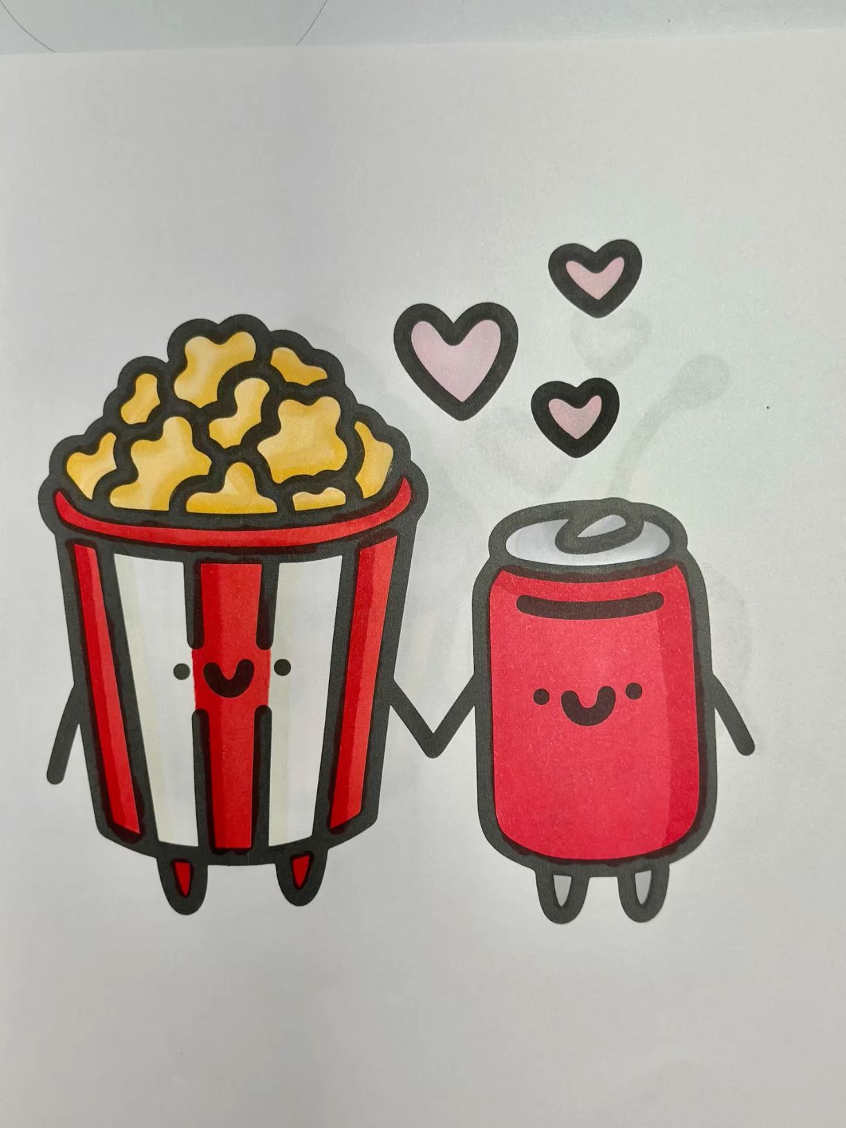 Cute Popcorn and Soda Holding Hands