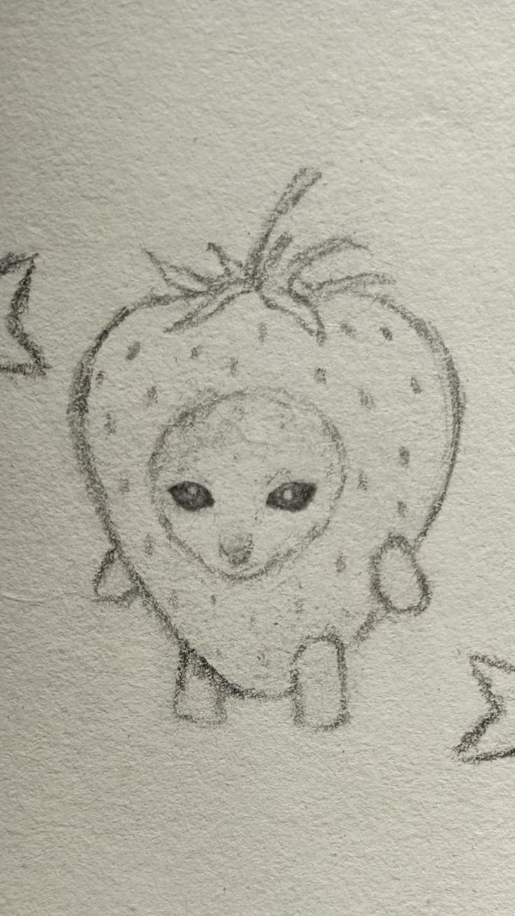 Cute Strawberry Alien with Big Eyes