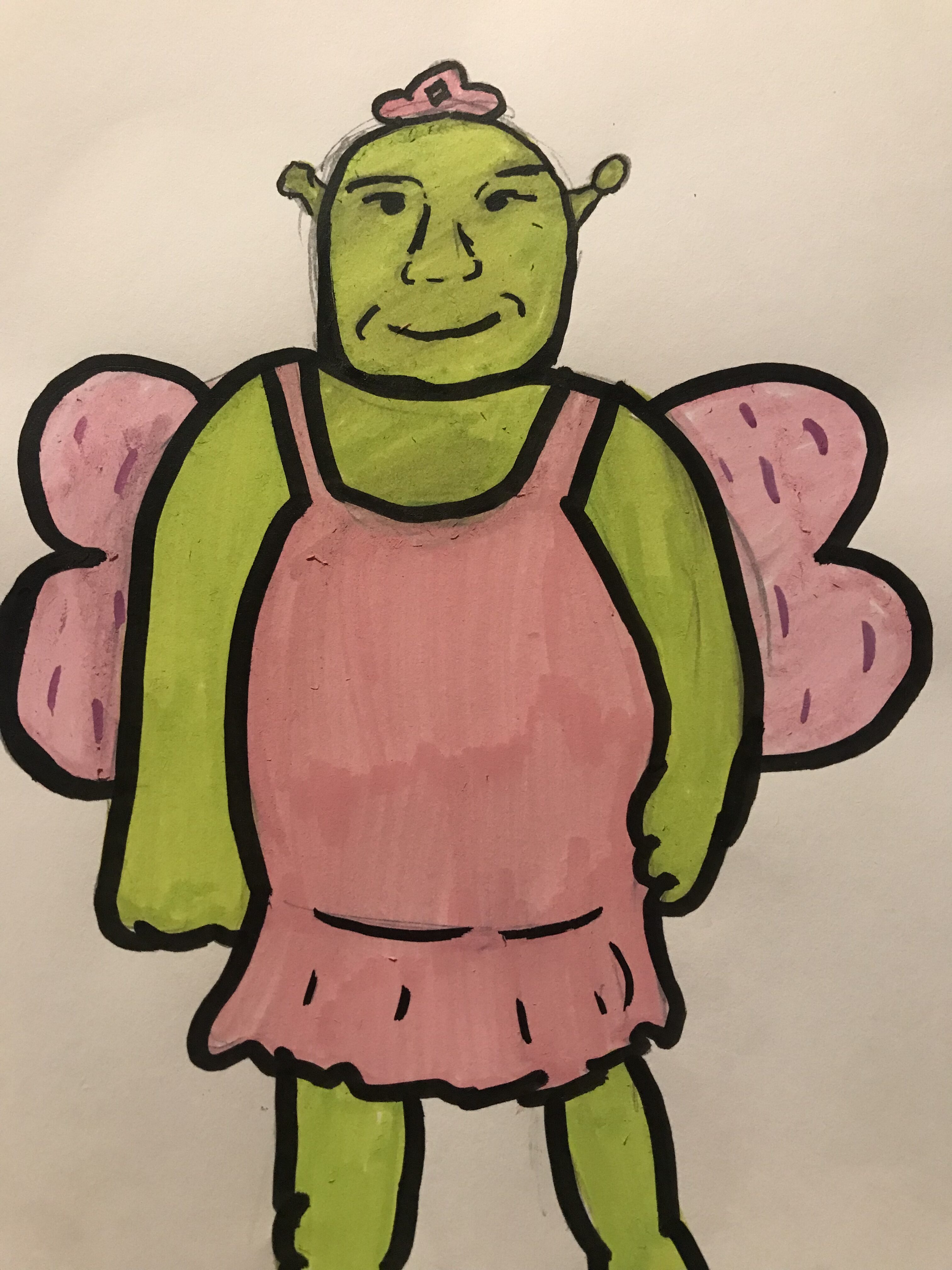 Fairy Shrek with a Pink Dress and Wings