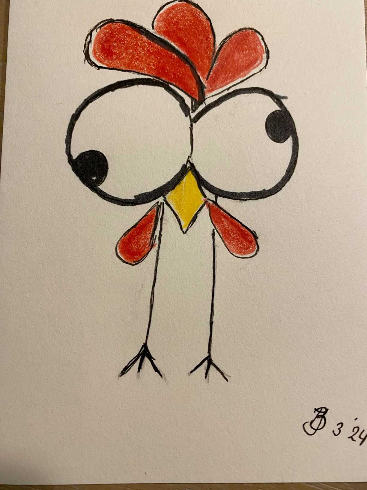 Goofy Chicken with Big Eyes
