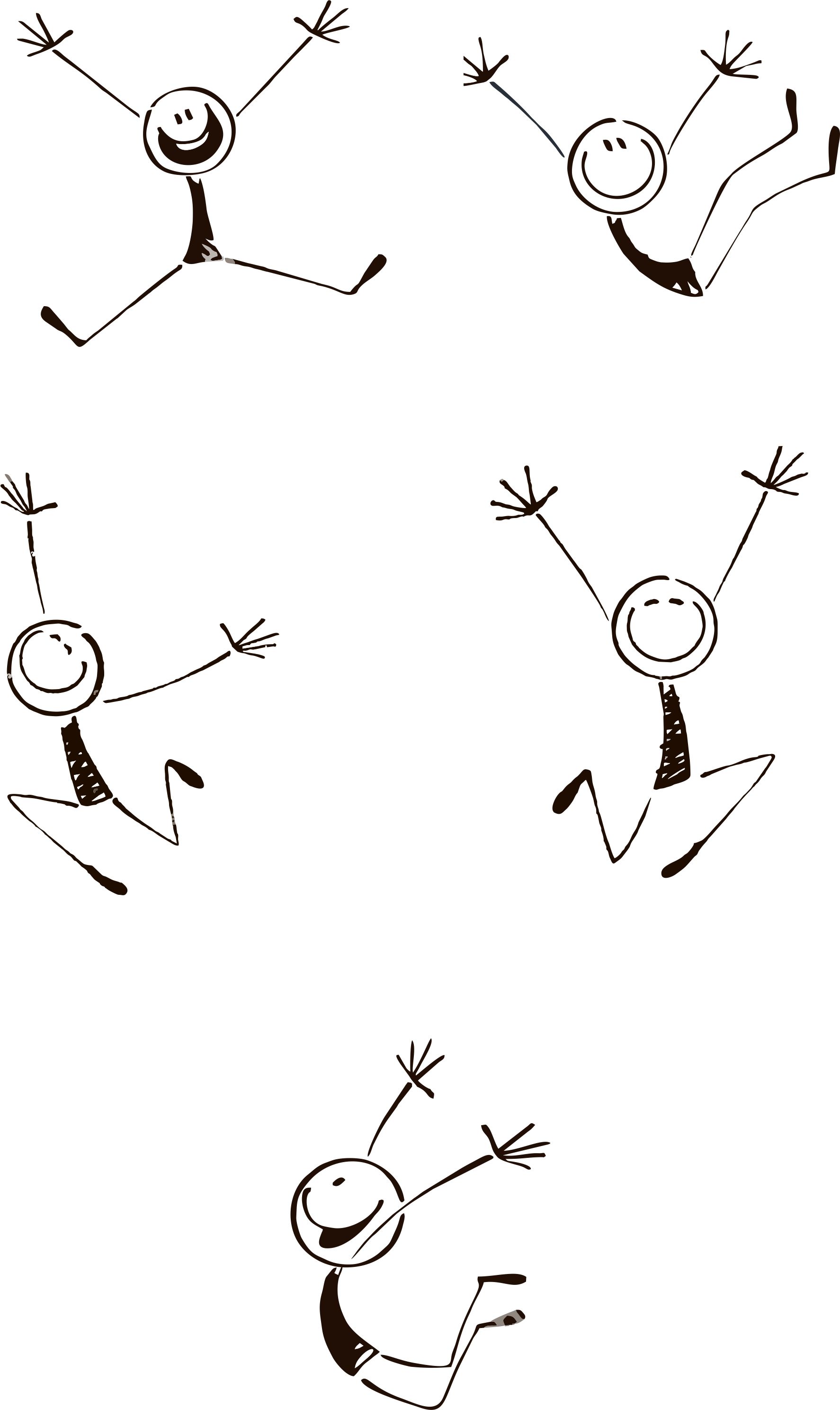 Happy Stick Figures Jumping for Joy