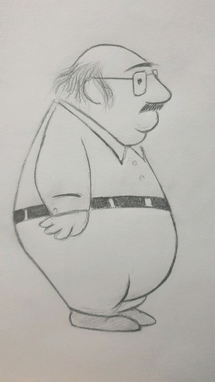 Funny Things to Draw: Round Grandpa with Glasses and Mustache