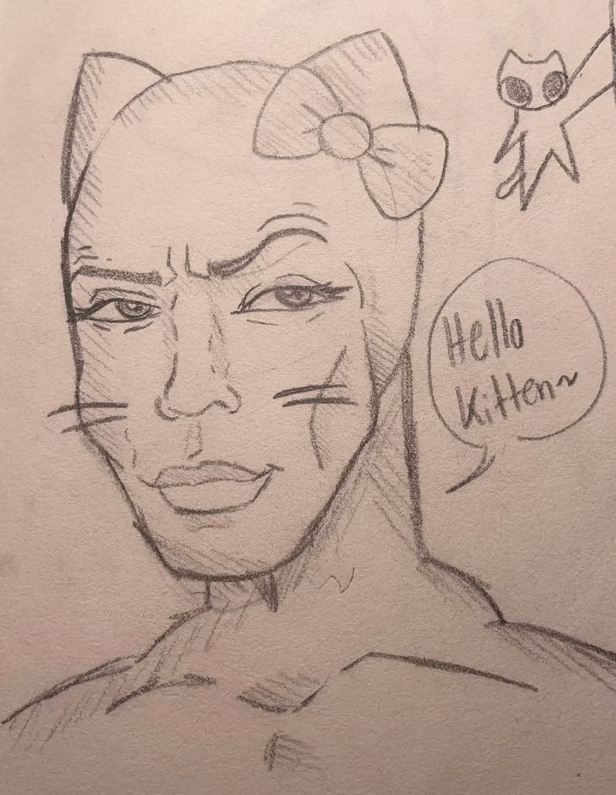Sassy Cat Person Waving Hello