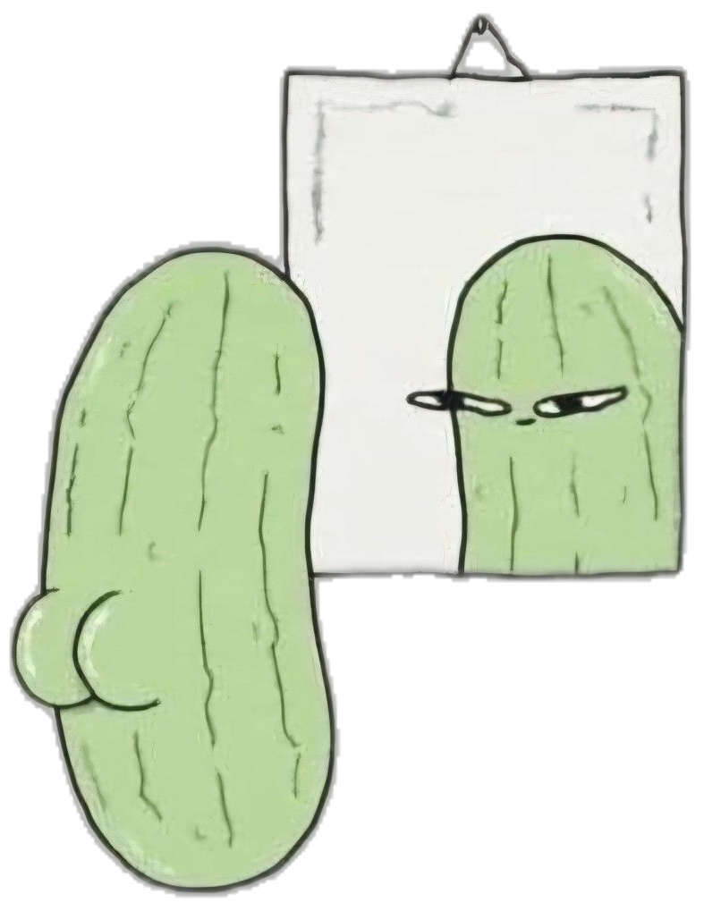 Sassy Cucumber Staring at Its Reflection