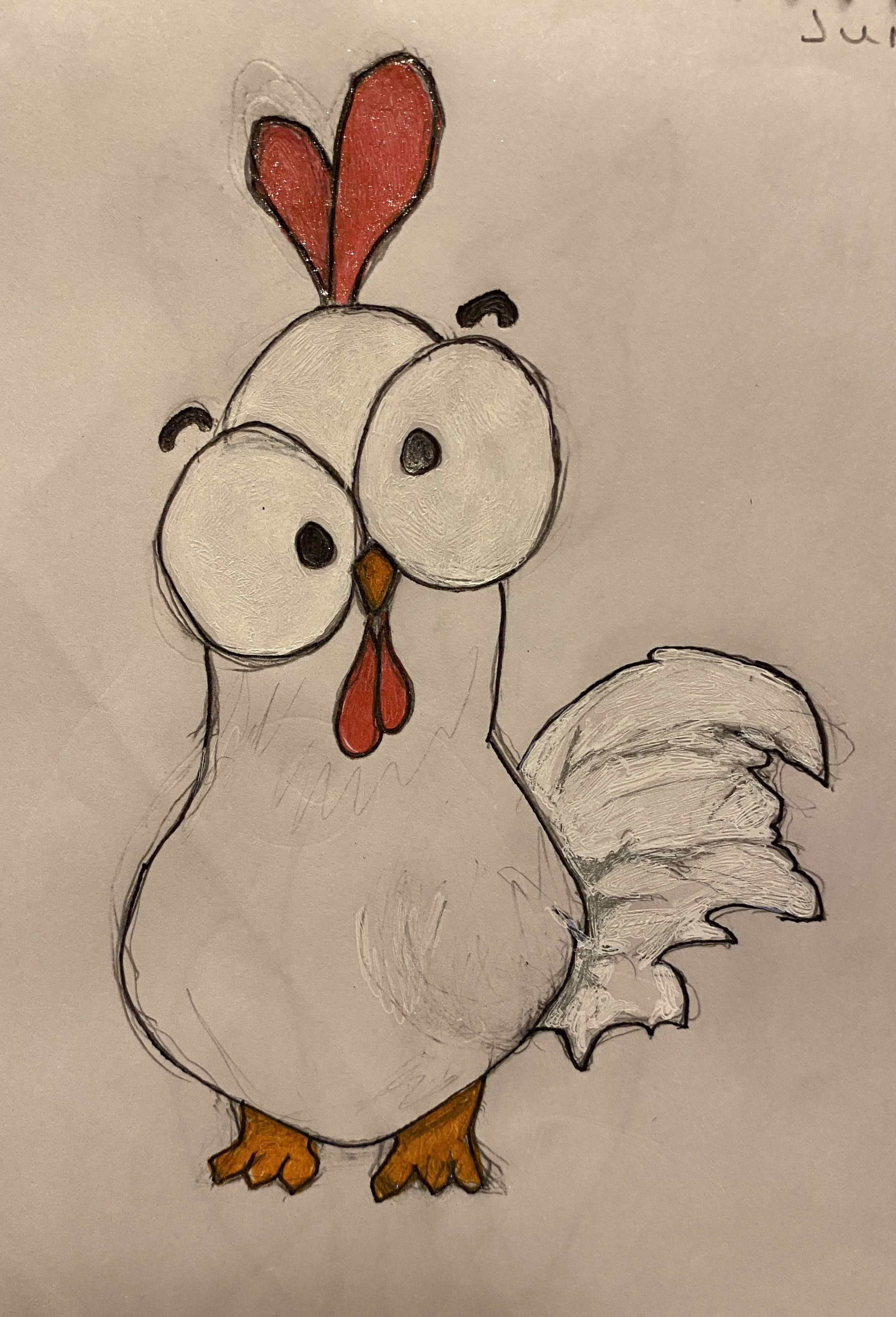 Silly Chicken with Big Eyes