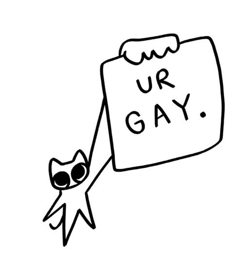 Snarky Cat Holding Sign Saying ‘UR GAY’