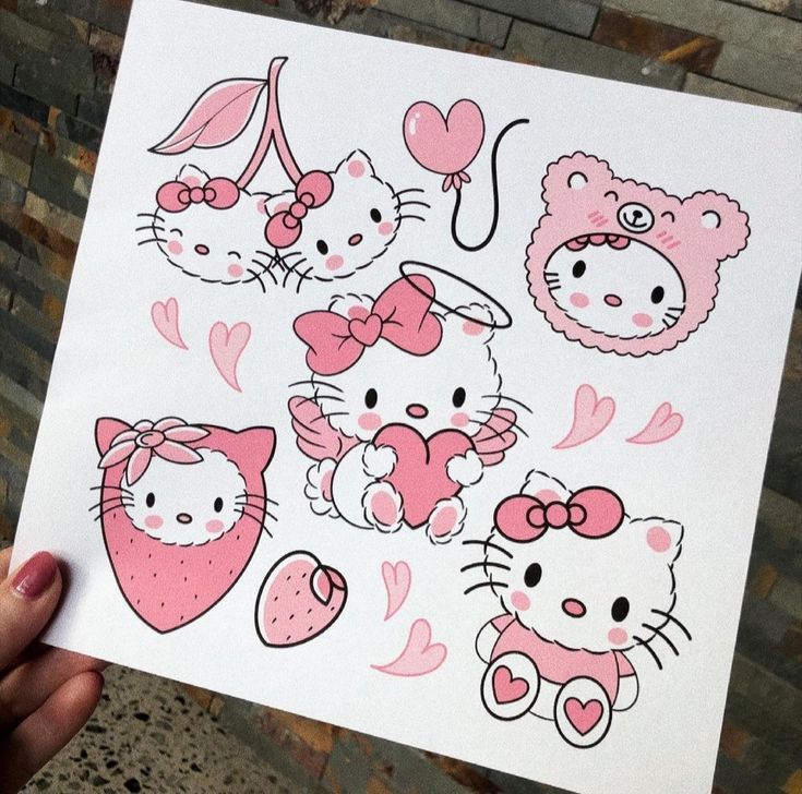 Adorable Characters with Hearts and Bows