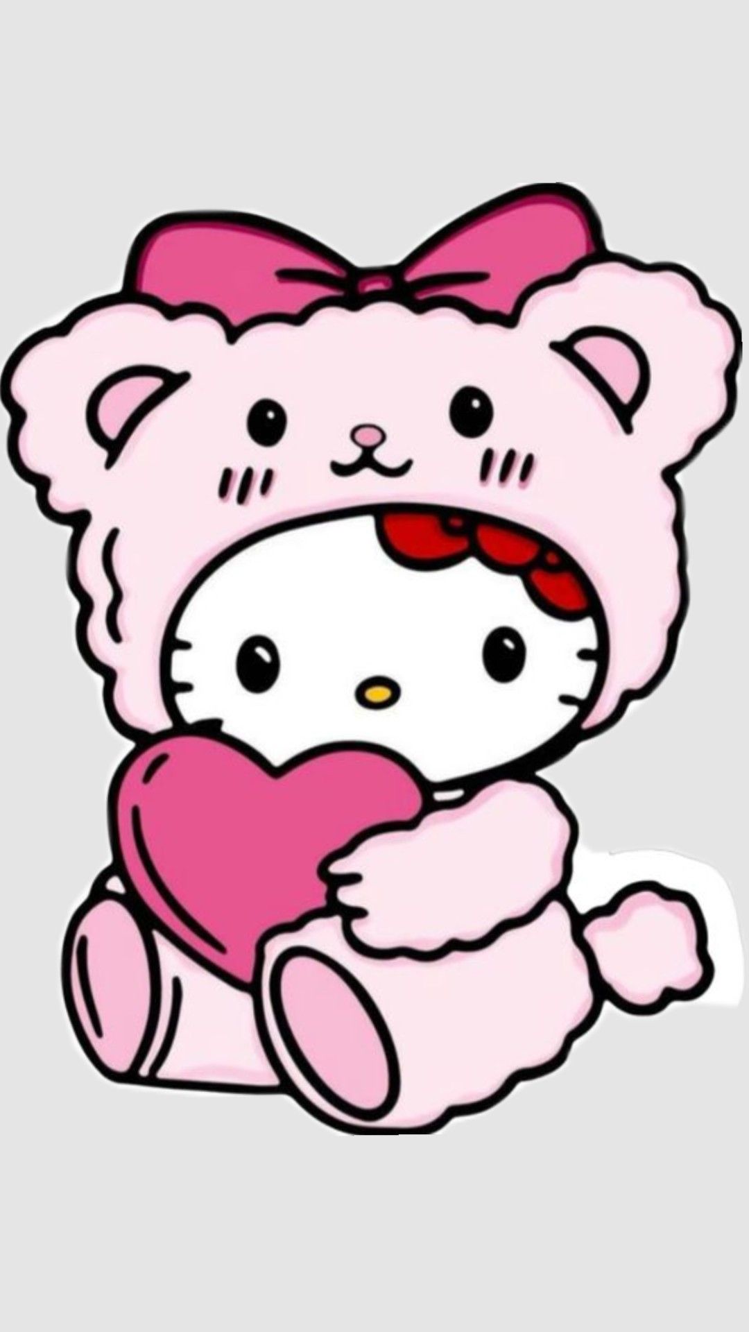 Adorable in Pink Bear Costume Holding a Heart