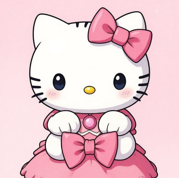 Hello Kitty Drawing: Adorable in Pink Dress with Bow