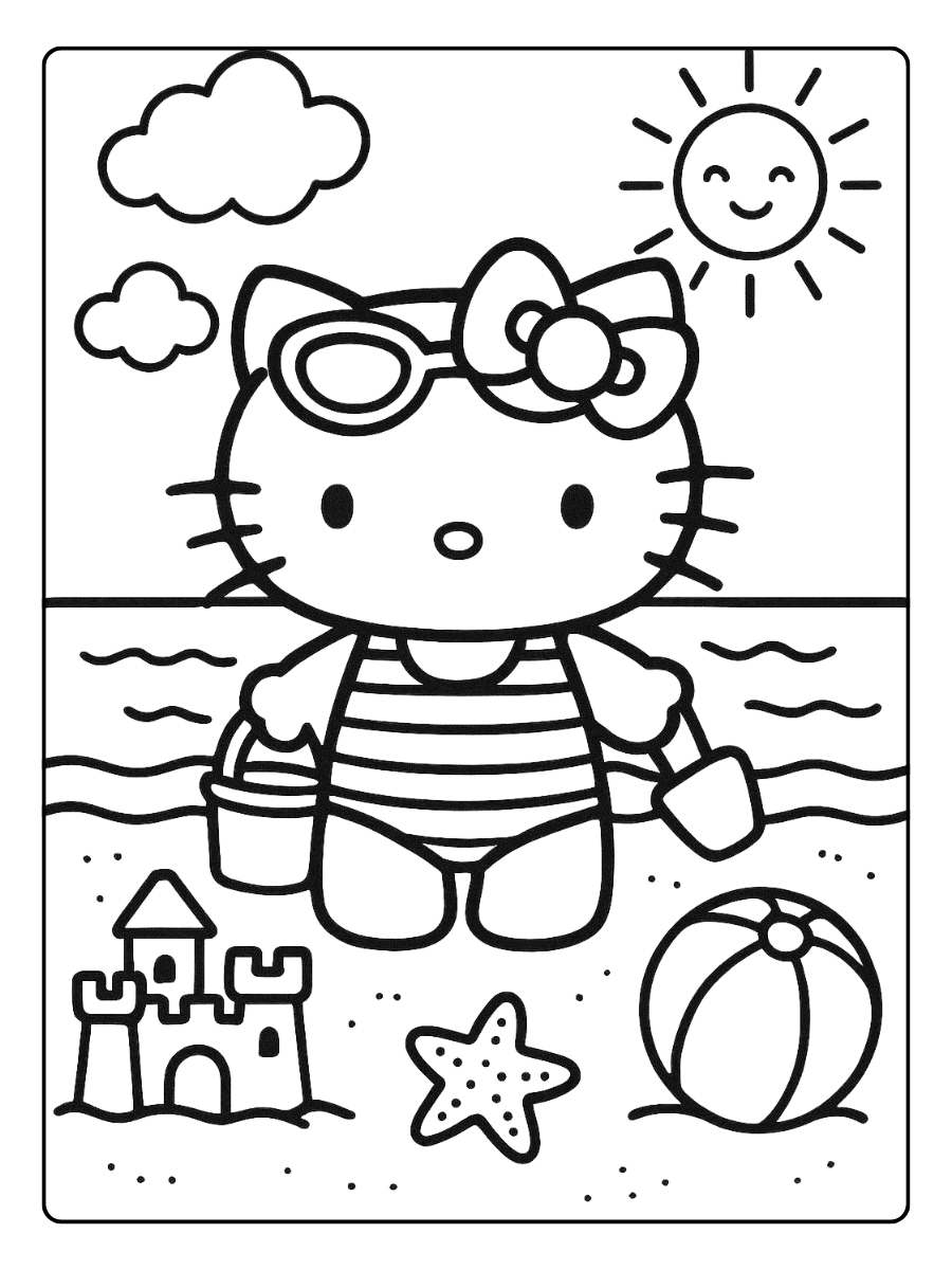 Beach Day Fun with Sandcastle and Seashell