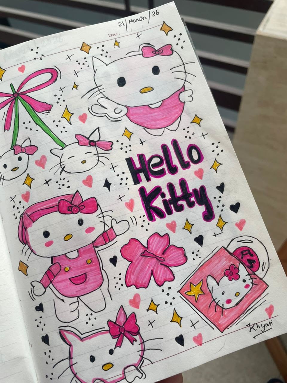 Colorful Doodle with Flowers and Stars