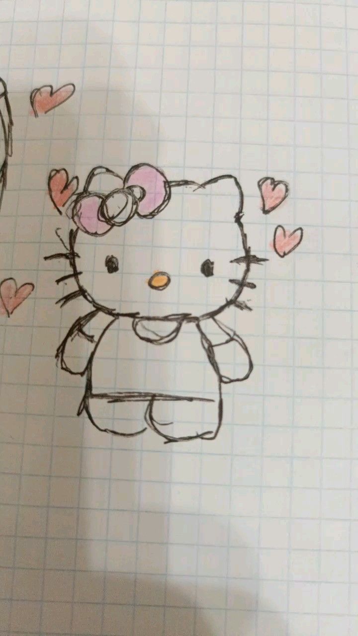 Cute Character with Hearts Sketch