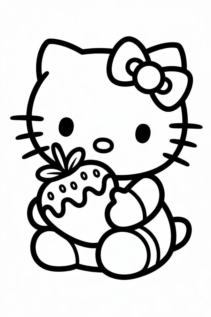 Cute Sitting Pose with Strawberry Treat
