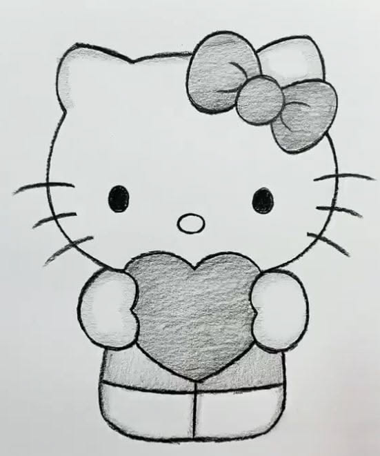 Holding a Heart Sketch Cute Character Art