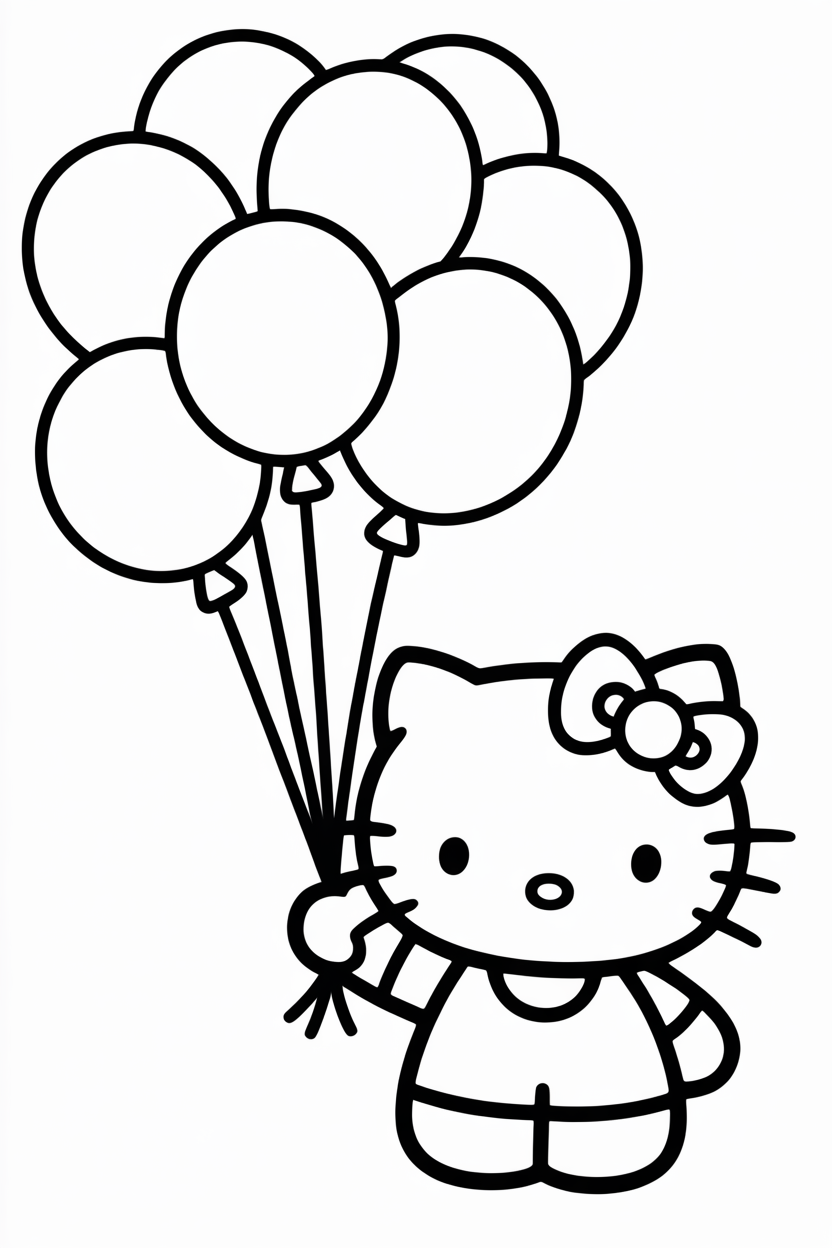 Holding Colorful Balloons Celebration Sketch