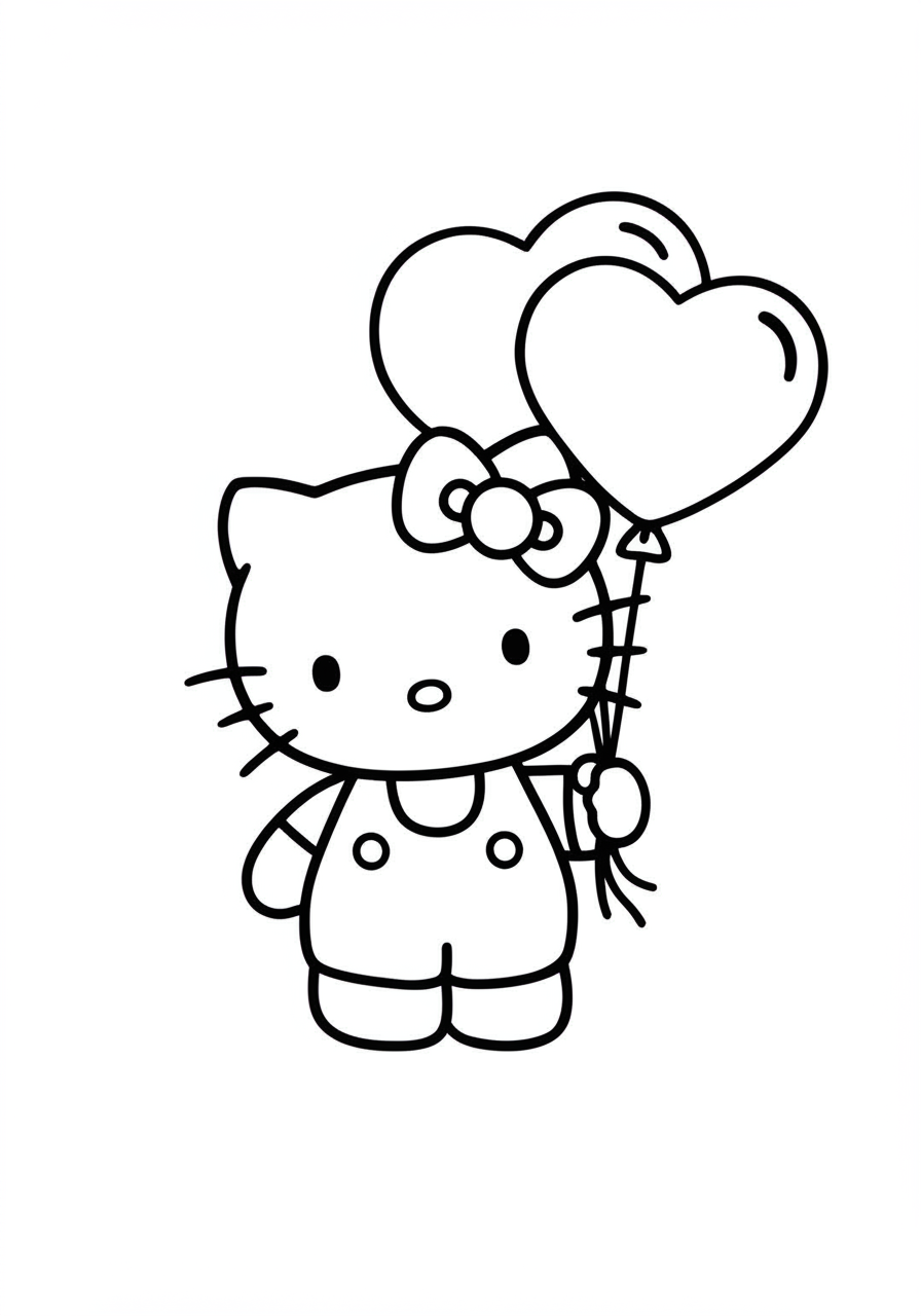 Holding Heart Balloons in Adorable Outfit