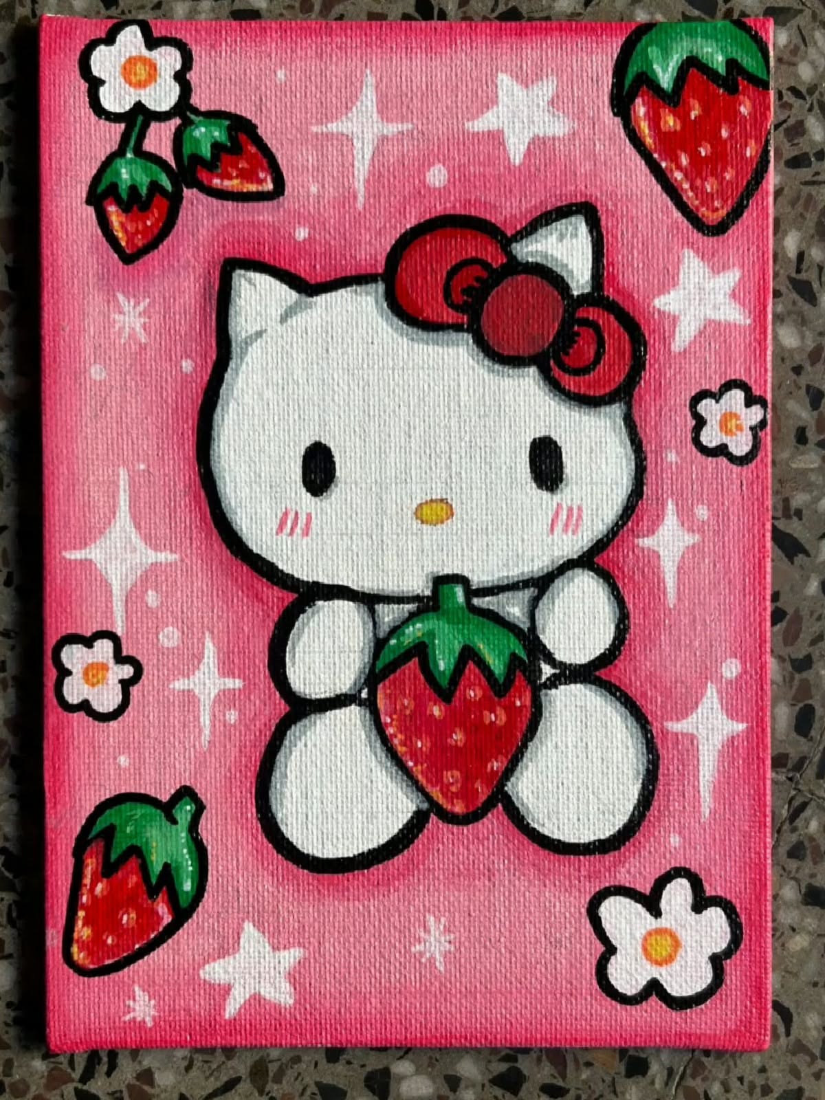 Holding Strawberry with Cute Floral Background