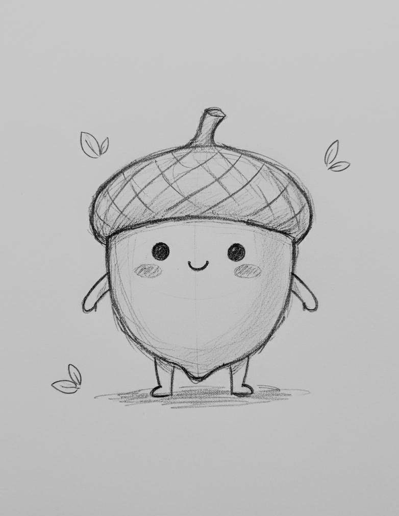 Adorable Acorn Character