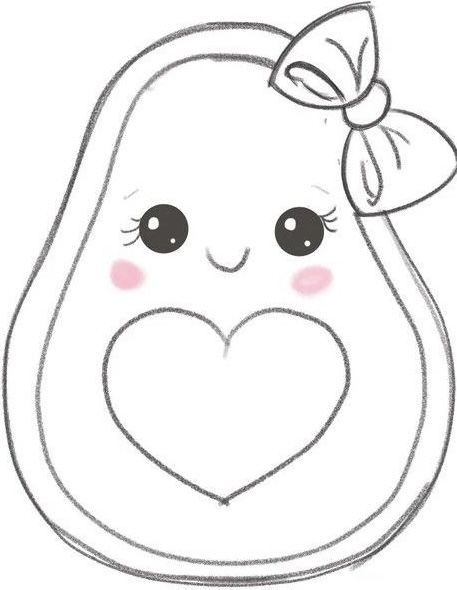 Adorable Avocado with Heart and Bow