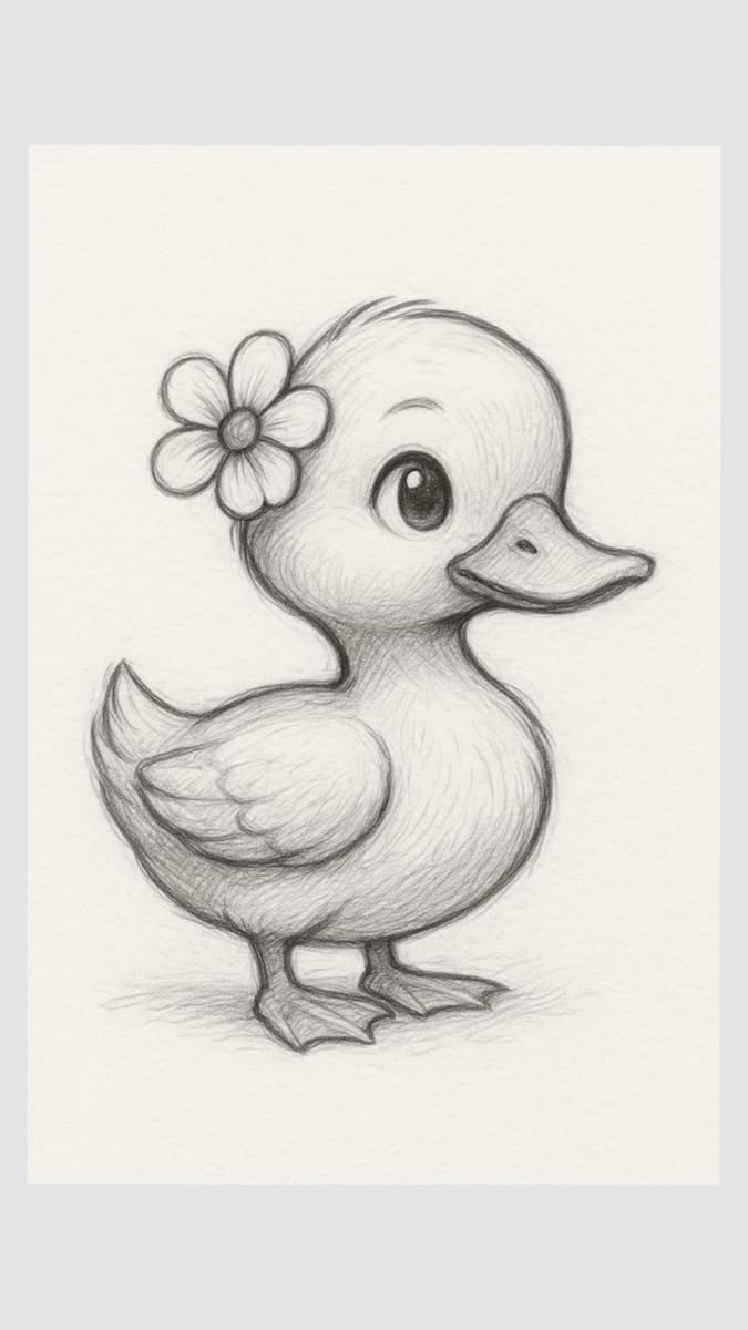 Adorable Baby Duck with Flower