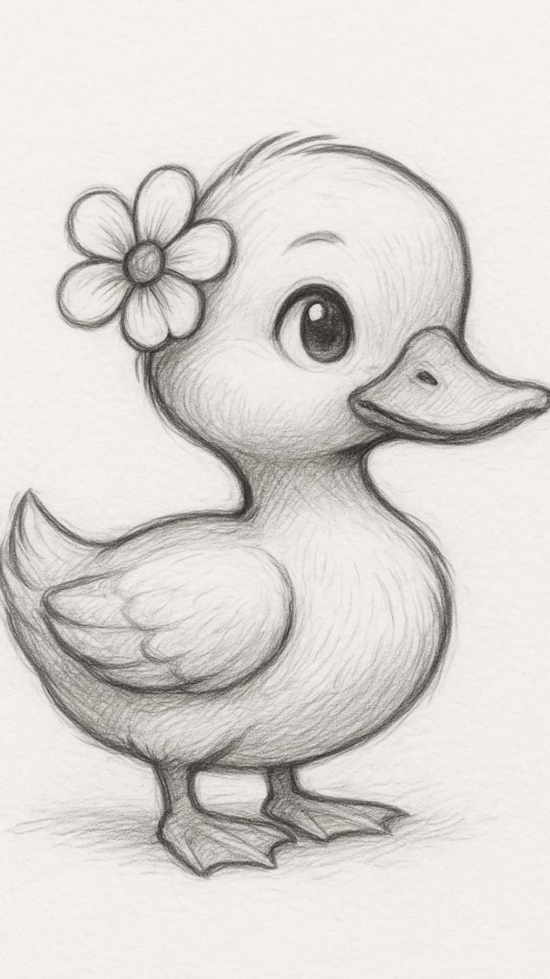 Adorable Duckling with Flower