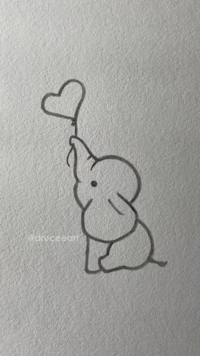 Adorable Elephant Holding a Heart Balloon