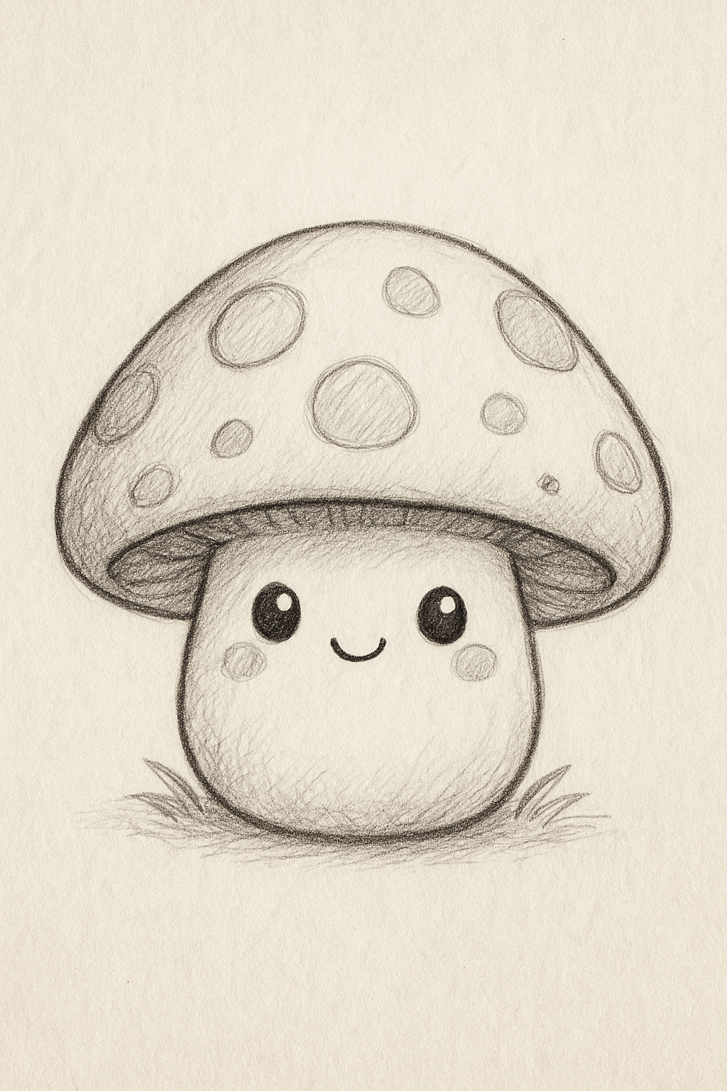 Adorable Smiling Mushroom Character