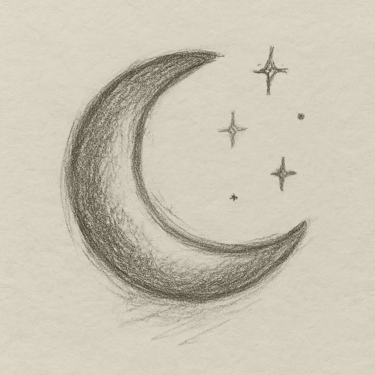 Charming Crescent Moon and Stars
