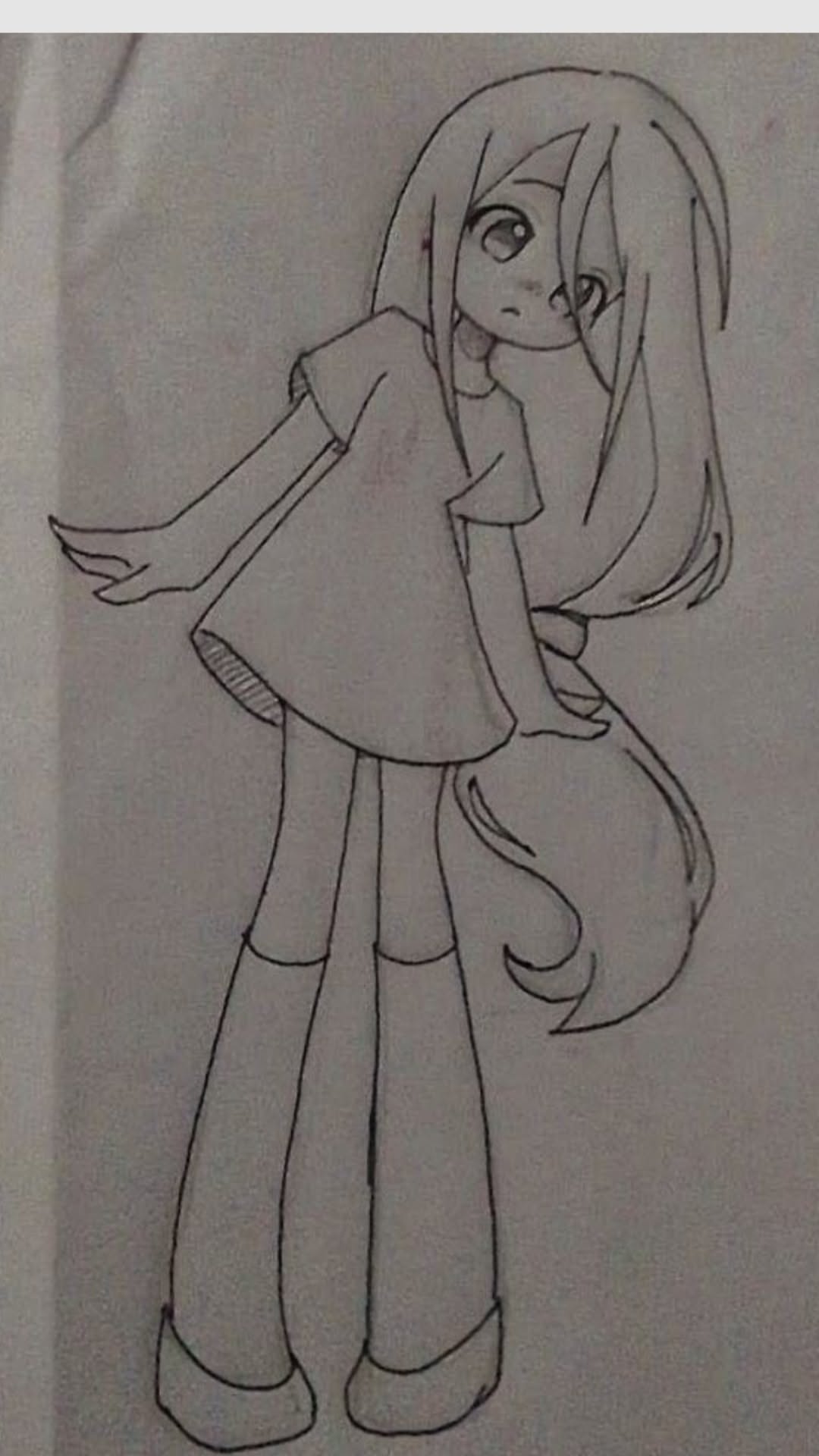 Cute Cartoon Girl in Dress