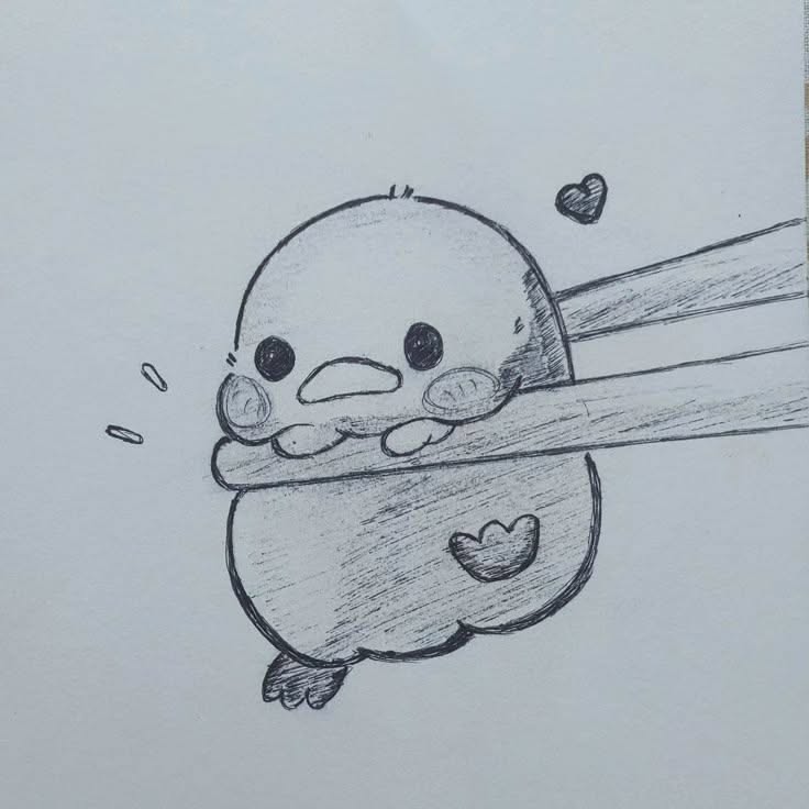 Cute Chibi Bird with Hearts