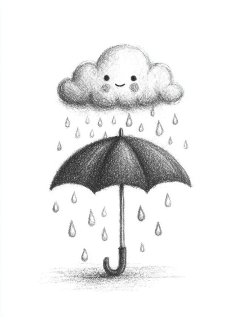 Cute Cloud and Umbrella Art