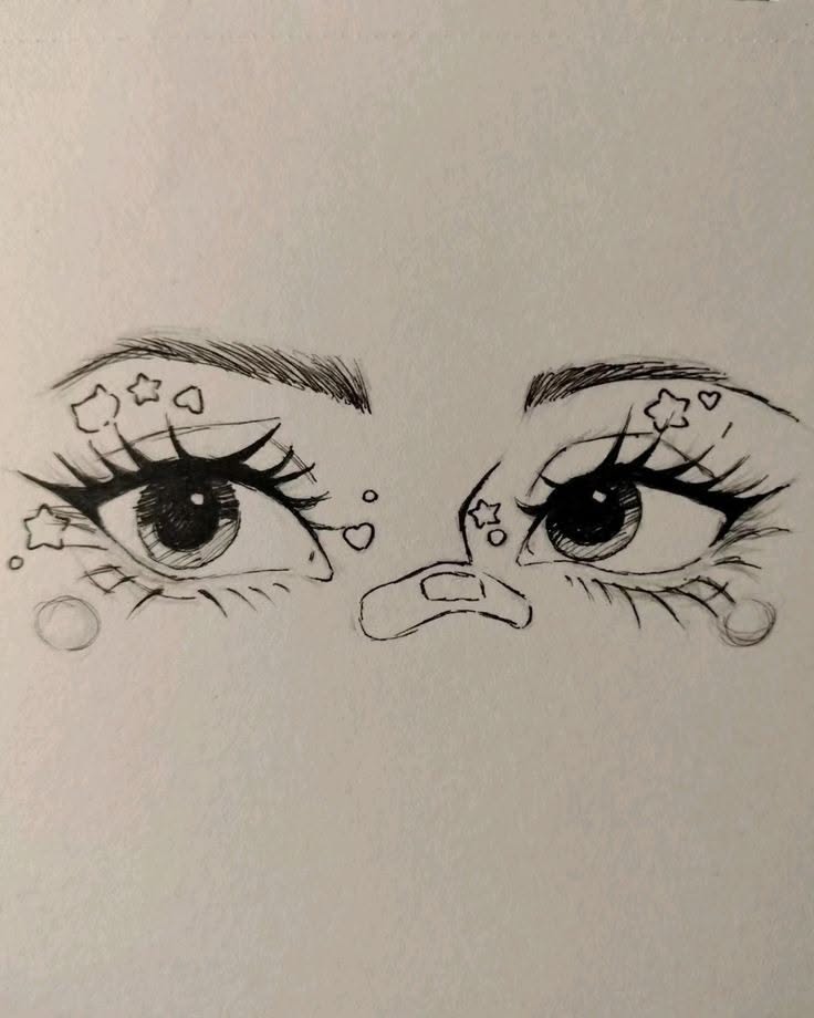 Cute Eyes with Stars and Hearts