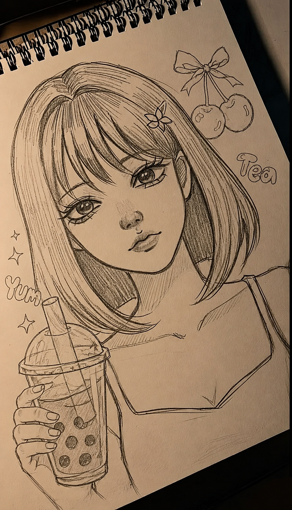 Cute Girl with Bubble Tea