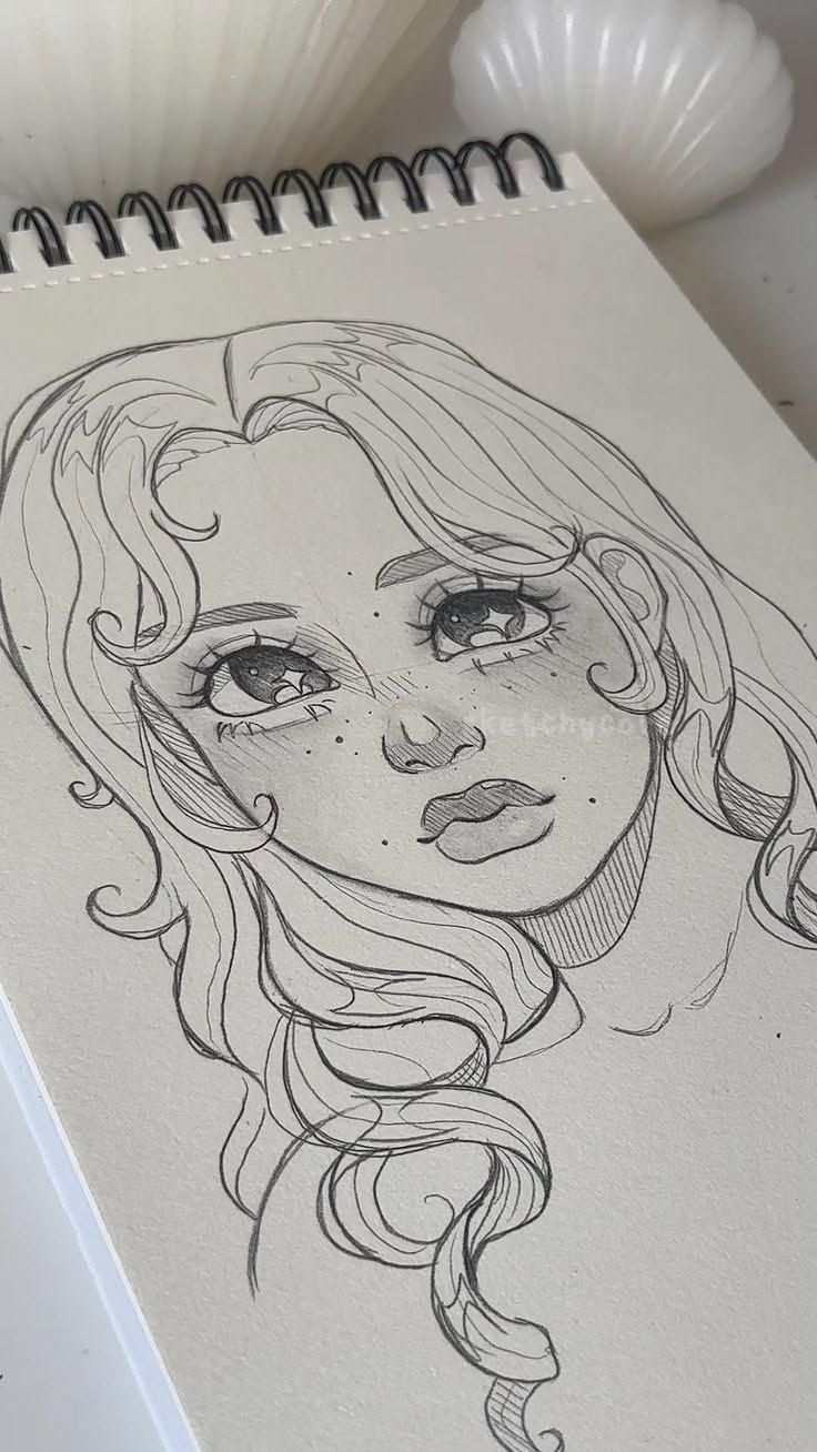Cute Girl with Freckles and Wavy Hair