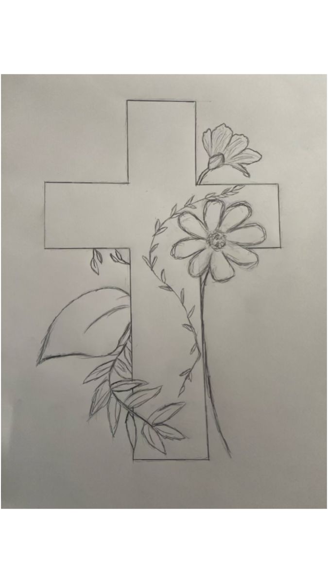Elegant Cross with Flowers and Leaves